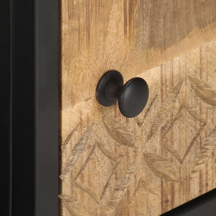 Comodă TV cu ușă sculpată, 90 x 30 x 40 cm, lemn de mango brut - WALTI WALTI