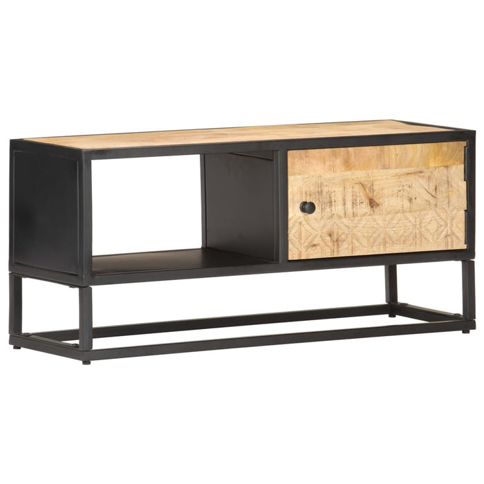 Comodă TV cu ușă sculpată, 90 x 30 x 40 cm, lemn de mango brut - WALTI WALTI