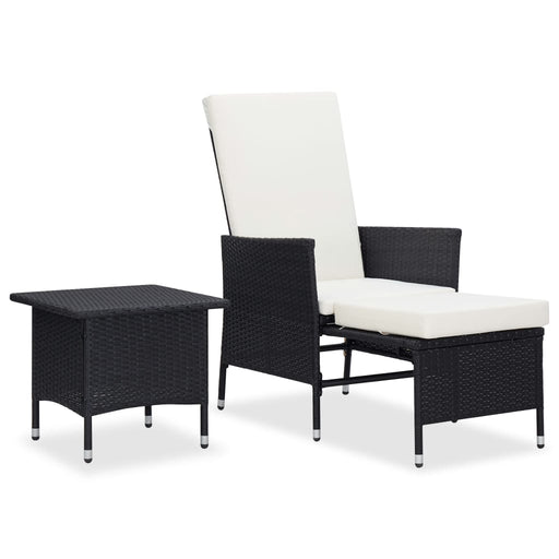 Set mobilier de grădină cu perne, 2 piese, negru, poliratan - WALTI WALTI