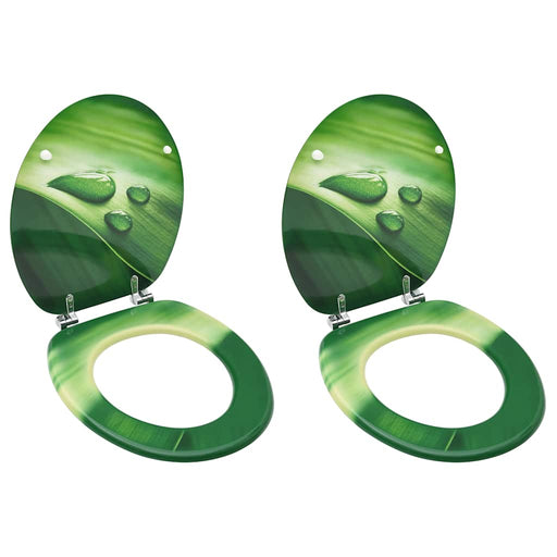 Scaune WC cu capac, 2 buc., MDF, verde, model stropi de apă - WALTI WALTI