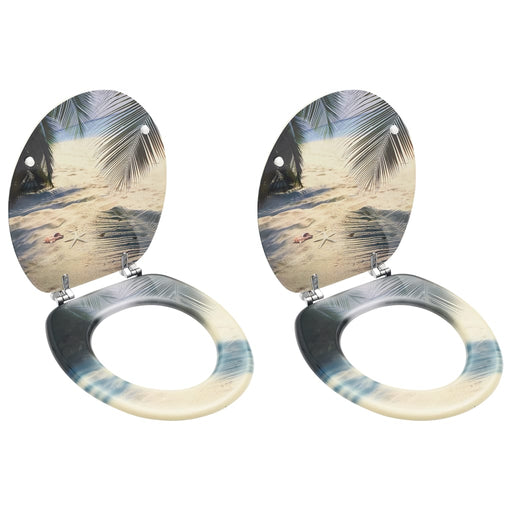 Scaune WC cu capac, 2 buc., MDF, model plajă - WALTI WALTI