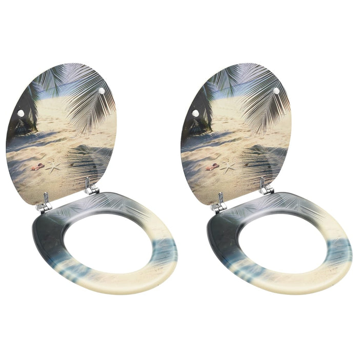 Scaune WC cu capac, 2 buc., MDF, model plajă - WALTI WALTI