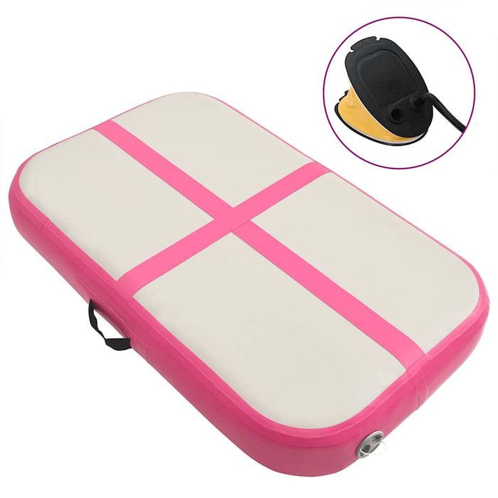 Saltea gimnastică gonflabilă cu pompă roz 600x100x20 cm PVC WALTI