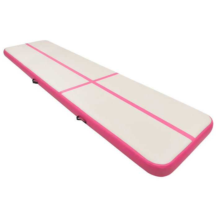 Saltea gimnastică gonflabilă cu pompă roz 700x100x15 cm PVC WALTI