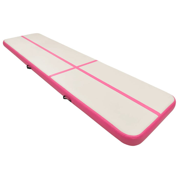 Saltea gimnastică gonflabilă cu pompă roz 800x100x20 cm PVC WALTI