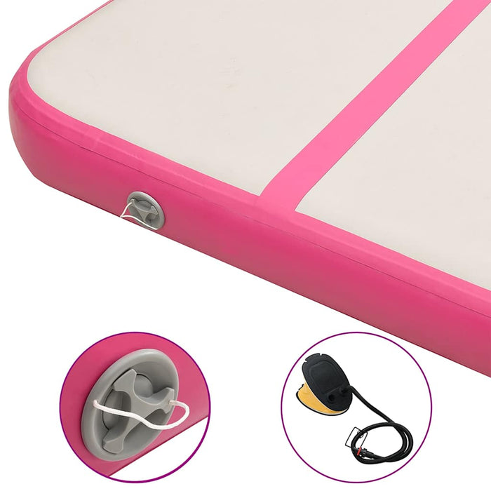 Saltea gimnastică gonflabilă cu pompă roz 800x100x20 cm PVC WALTI
