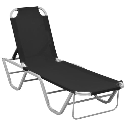 Șezlong de plajă, negru, aluminiu și textilenă - WALTI WALTI