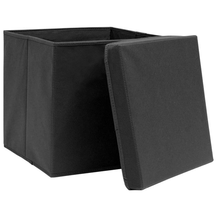 Cutii depozitare cu capac, 4 buc., negru, 28x28x28 cm - WALTI WALTI