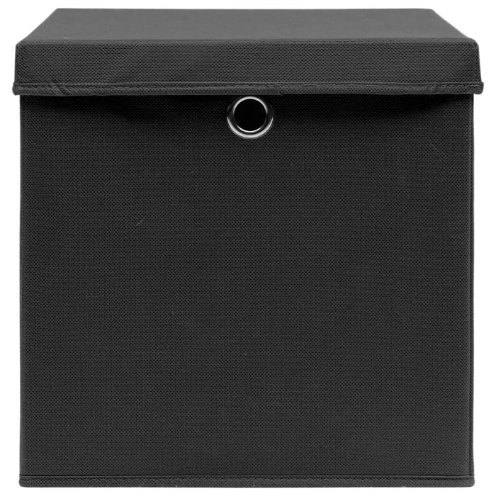 Cutii depozitare cu capac, 4 buc., negru, 28x28x28 cm - WALTI WALTI