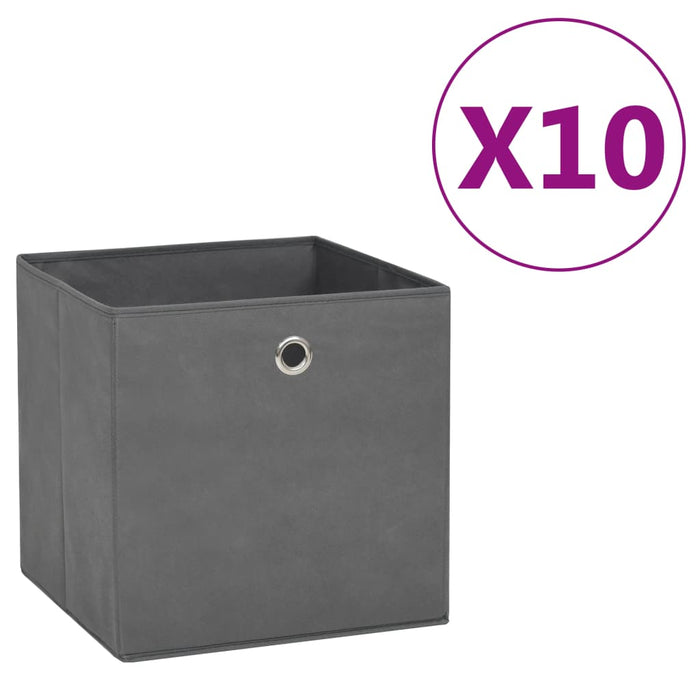 Cutii depozitare, 10 buc., gri, 28x28x28 cm, material nețesut - WALTI WALTI