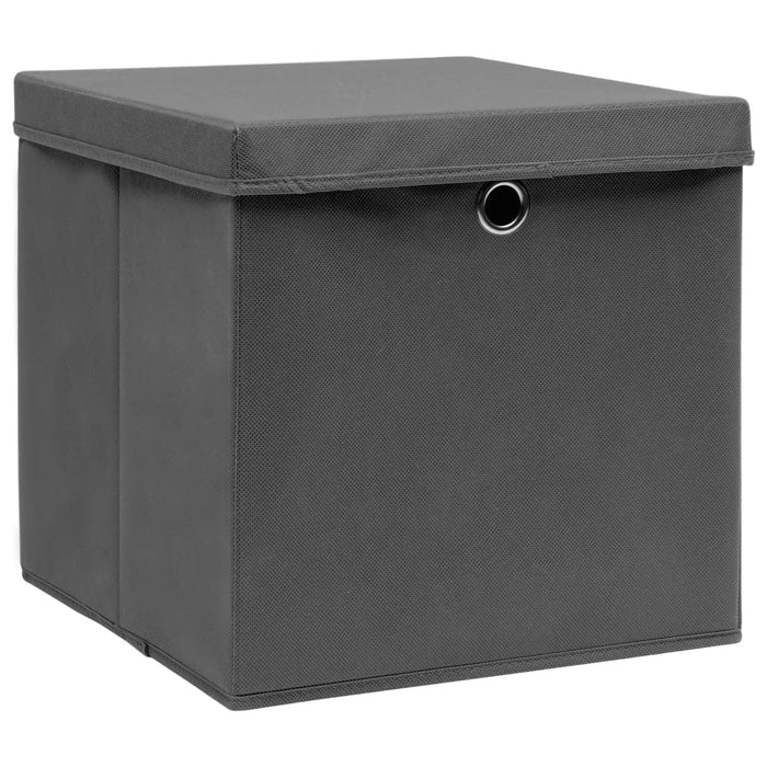 Cutii depozitare cu capac, 4 buc., gri, 28x28x28 cm - WALTI WALTI