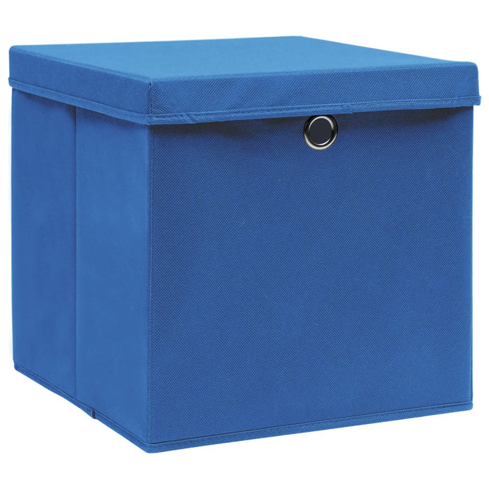 Cutii depozitare cu capac, 4 buc., albastru, 28x28x28 cm - WALTI WALTI