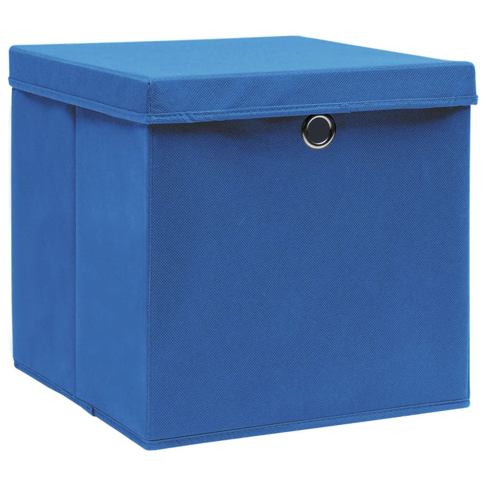 Cutii depozitare cu capac, 10 buc., albastru, 28x28x28 cm - WALTI WALTI