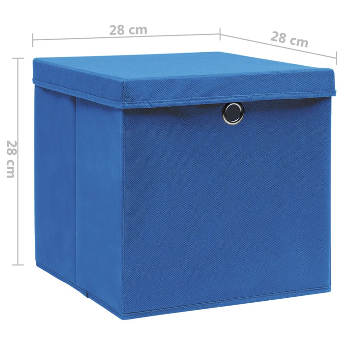 Cutii depozitare cu capac, 10 buc., albastru, 28x28x28 cm - WALTI WALTI