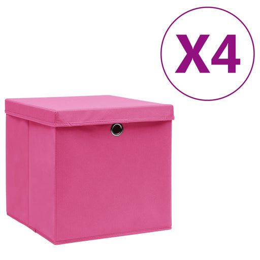Cutii depozitare cu capac, 4 buc., alb, 28x28x28 cm - WALTI WALTI