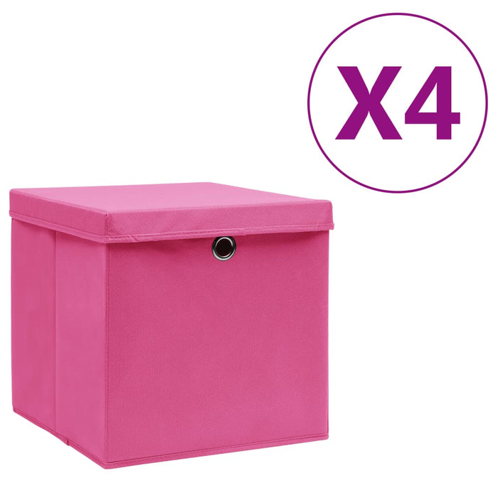 Cutii depozitare cu capac, 4 buc., alb, 28x28x28 cm - WALTI WALTI