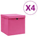Cutii depozitare cu capac, 4 buc., alb, 28x28x28 cm - WALTI WALTI