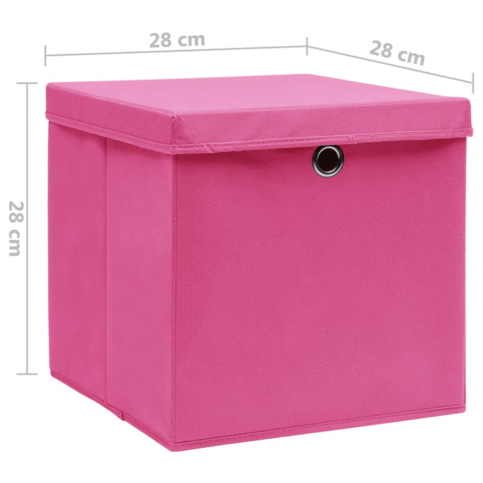 Cutii depozitare cu capac, 4 buc., alb, 28x28x28 cm - WALTI WALTI