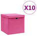 Cutii depozitare cu capace, 10 buc., roz, 28x28x28 cm - WALTI WALTI