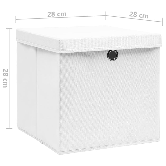 Cutii depozitare cu capace, 4 buc., alb, 28x28x28 cm - WALTI WALTI