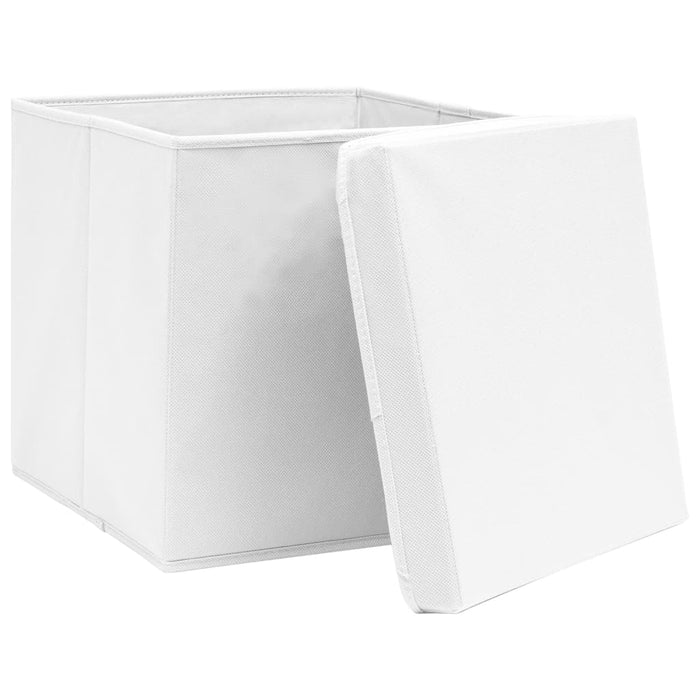 Cutii depozitare cu capace, 10 buc., alb, 28x28x28 cm - WALTI WALTI