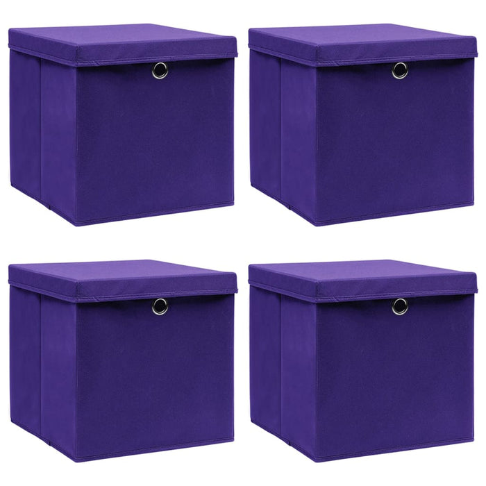 Cutii depozitare cu capace, 4 buc., violet, 28x28x28 cm - WALTI WALTI