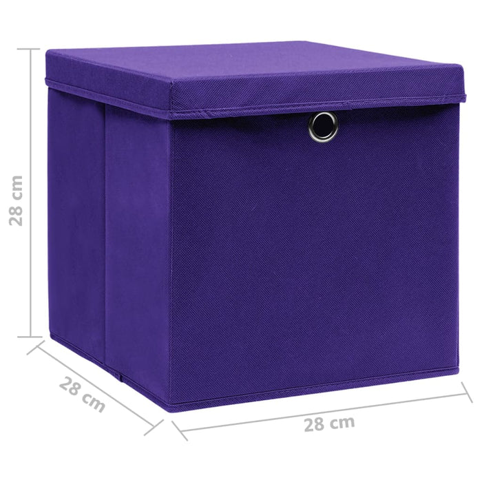 Cutii depozitare cu capace, 4 buc., violet, 28x28x28 cm - WALTI WALTI
