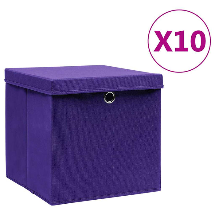 Cutii depozitare cu capace, 10 buc., violet, 28x28x28 cm - WALTI WALTI
