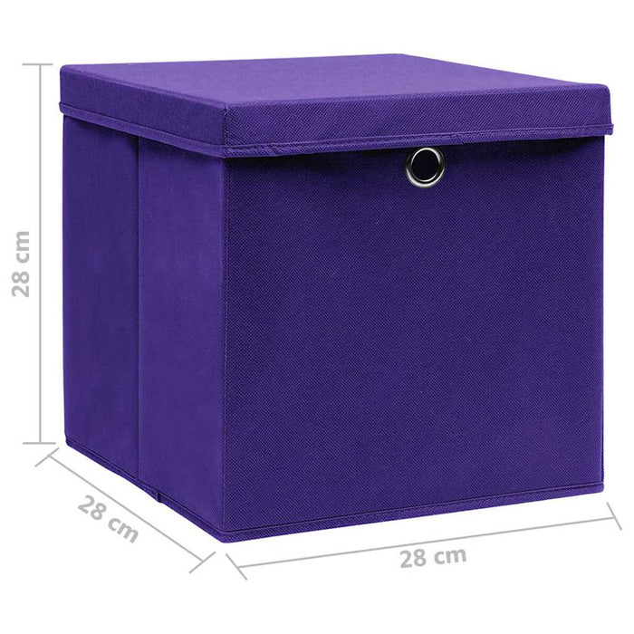 Cutii depozitare cu capace, 10 buc., violet, 28x28x28 cm - WALTI WALTI
