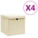 Cutii depozitare cu capace, 4 buc., crem, 28x28x28 cm - WALTI WALTI