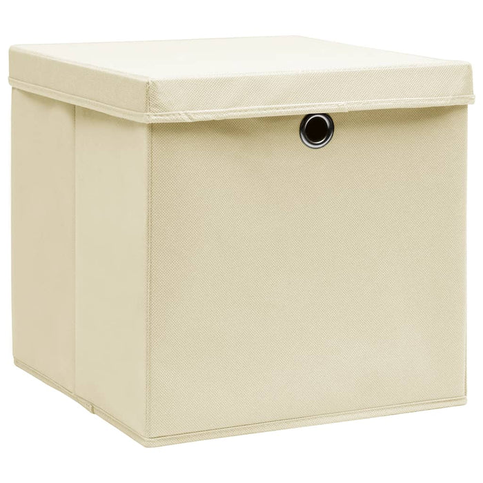Cutii depozitare cu capace, 4 buc., crem, 28x28x28 cm - WALTI WALTI