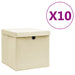 Cutii depozitare cu capace, 10 buc., crem, 28x28x28 cm - WALTI WALTI