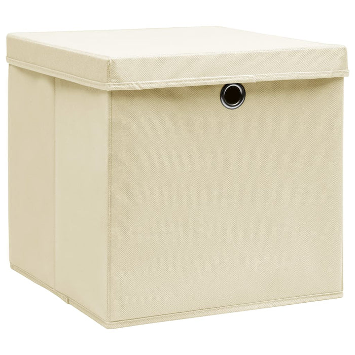 Cutii depozitare cu capace, 10 buc., crem, 28x28x28 cm - WALTI WALTI