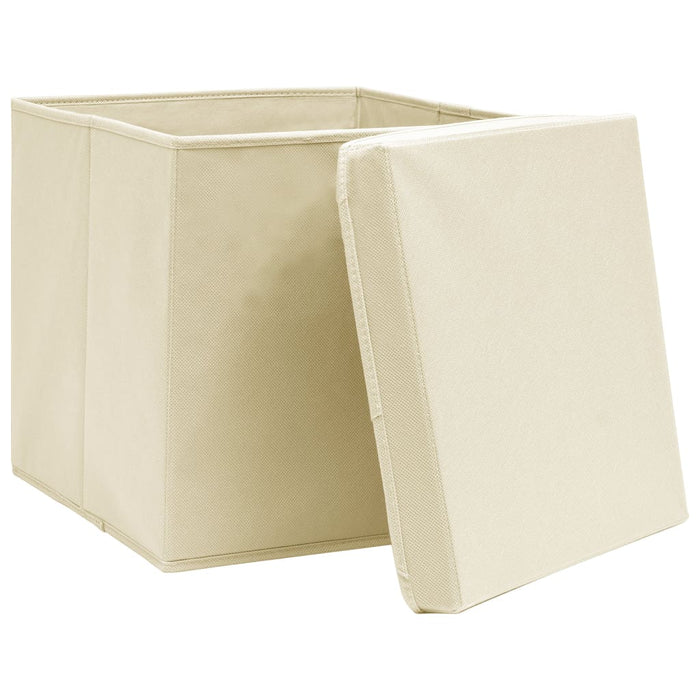 Cutii depozitare cu capace, 10 buc., crem, 28x28x28 cm - WALTI WALTI