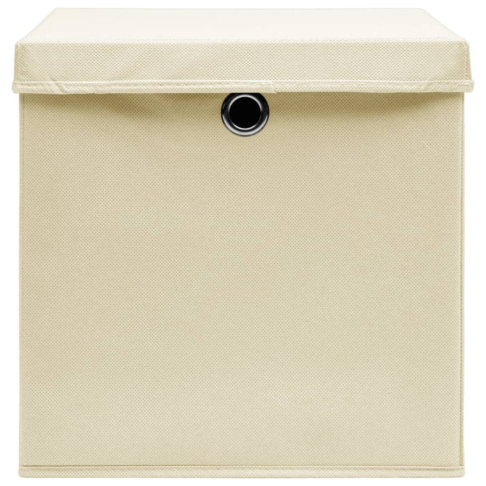Cutii depozitare cu capace, 10 buc., crem, 28x28x28 cm - WALTI WALTI