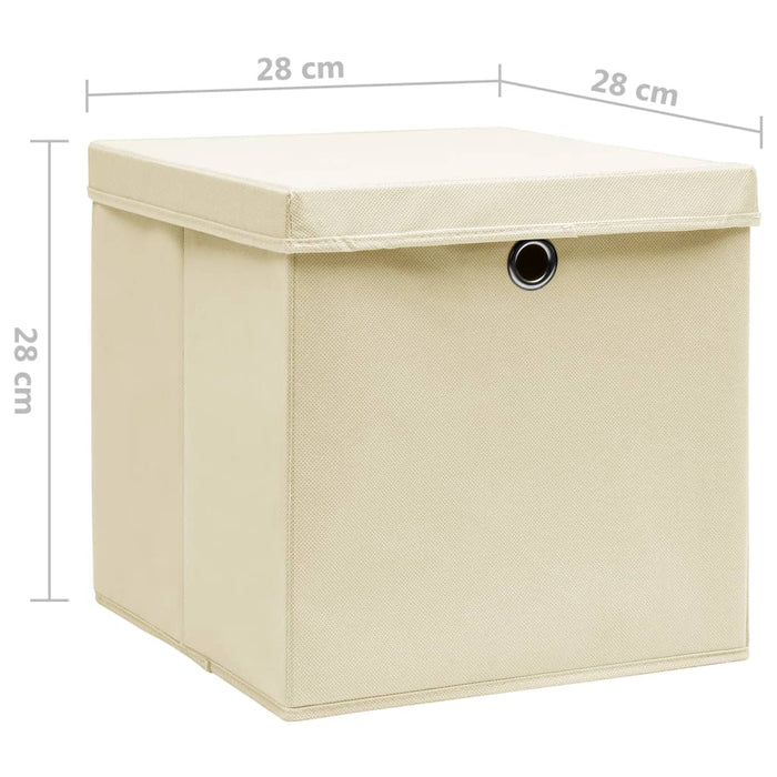 Cutii depozitare cu capace, 10 buc., crem, 28x28x28 cm - WALTI WALTI