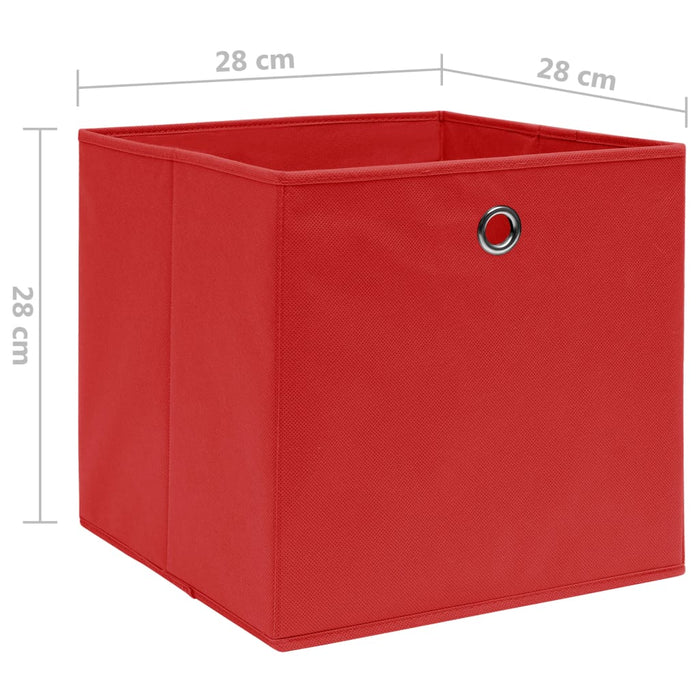 Cutii depozitare, 10 buc., roșu, 28x28x28 cm, textil nețesut WALTI