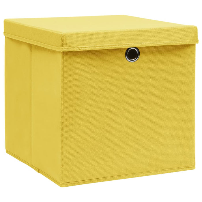 Cutii depozitare cu capace, 4 buc., galben, 28x28x28 cm - WALTI WALTI
