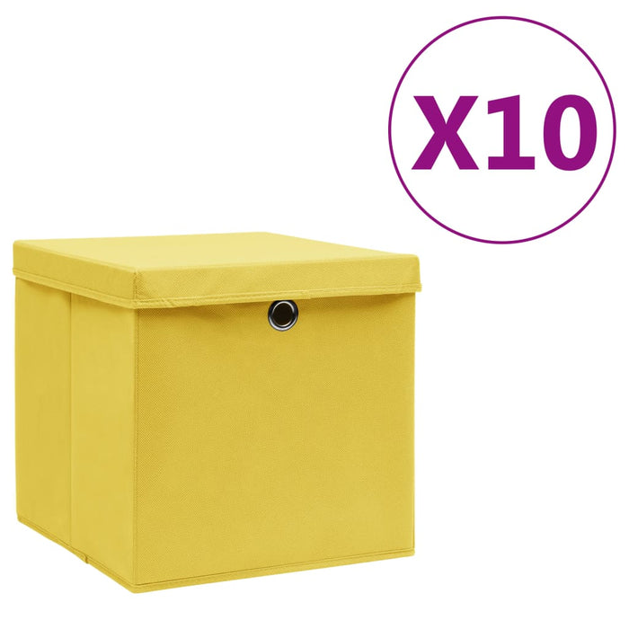 Cutii depozitare cu capace, 10 buc., galben, 28x28x28 cm - WALTI WALTI