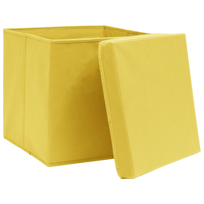 Cutii depozitare cu capace, 10 buc., galben, 28x28x28 cm - WALTI WALTI