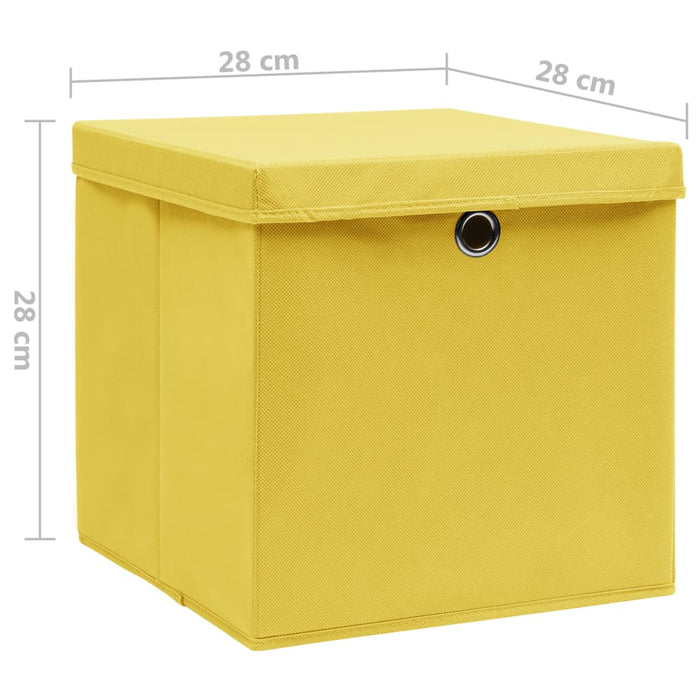 Cutii depozitare cu capace, 10 buc., galben, 28x28x28 cm - WALTI WALTI