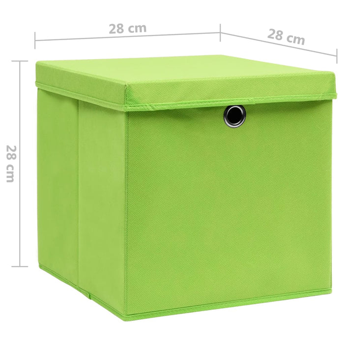 Cutii depozitare cu capac, 4 buc., verde, 28x28x28 cm - WALTI WALTI