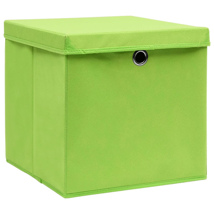 Cutii depozitare cu capace, 10 buc., verde, 28x28x28 cm - WALTI WALTI