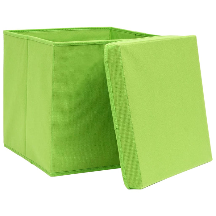 Cutii depozitare cu capace, 10 buc., verde, 28x28x28 cm - WALTI WALTI
