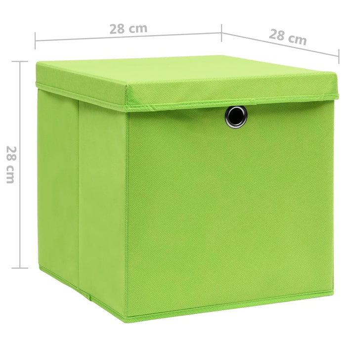 Cutii depozitare cu capace, 10 buc., verde, 28x28x28 cm - WALTI WALTI