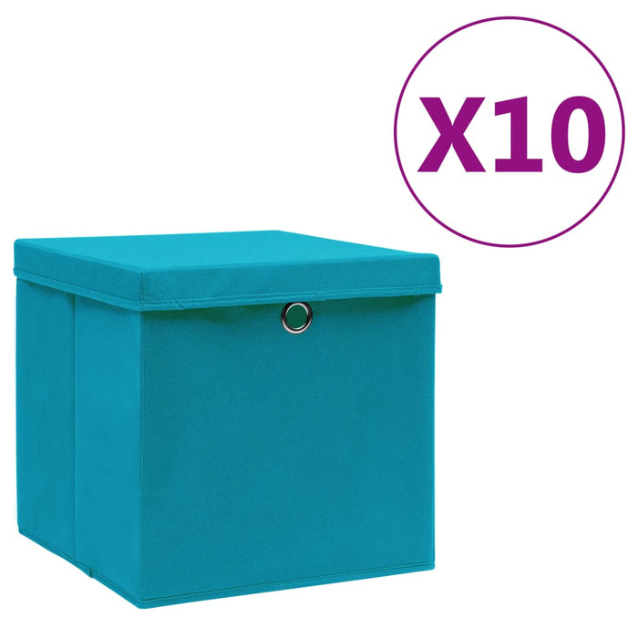 Cutii depozitare cu capace, 10 buc., albastru, 28x28x28 cm - WALTI WALTI