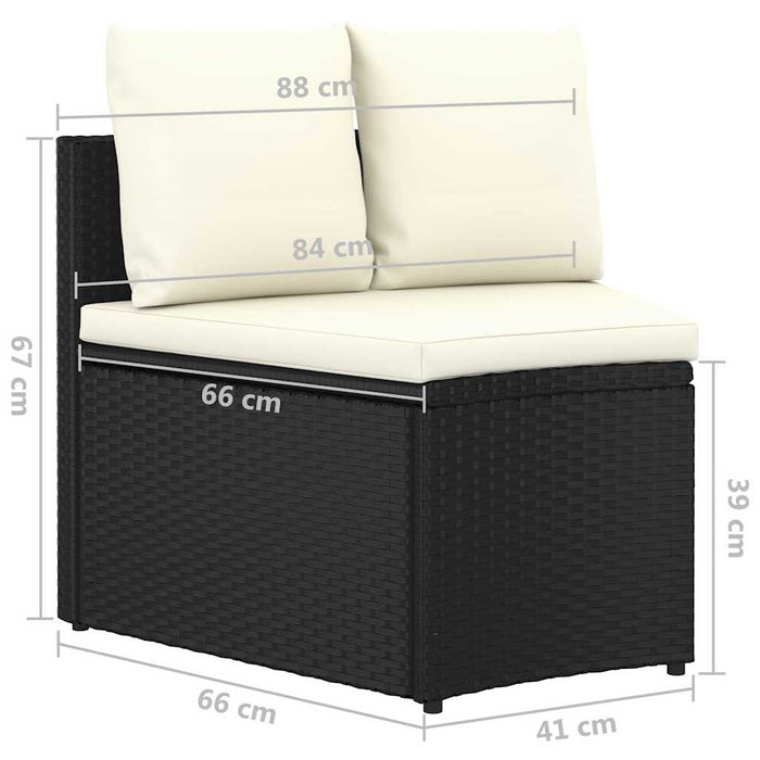 Set canapea de grădină cu perne, 2 piese, negru, poliratan - WALTI WALTI