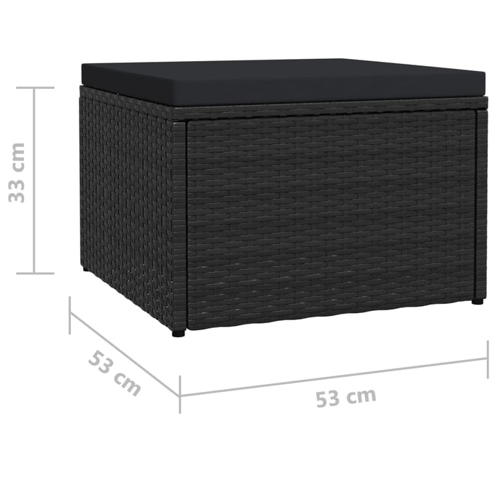 Taburet de grădină cu pernă, negru, poliratan - WALTI WALTI