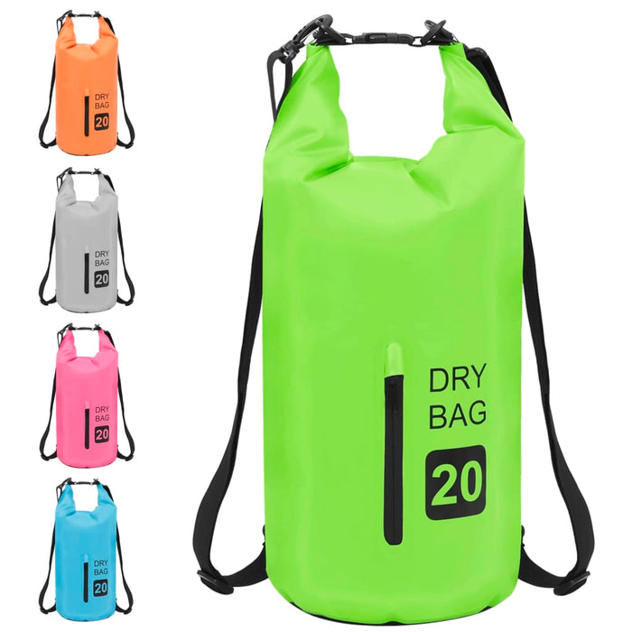 Rucsac impermeabil cu fermoar, verde, 20 L, PVC WALTI