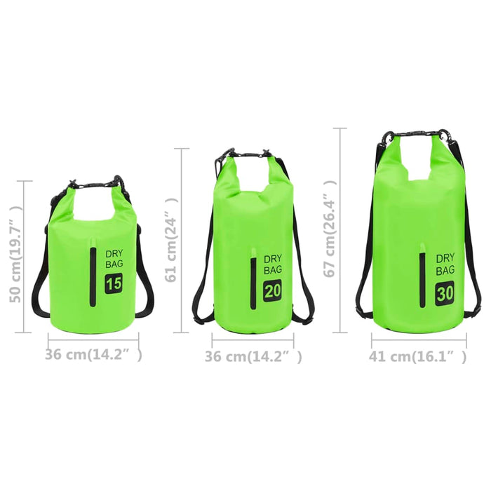 Rucsac impermeabil cu fermoar, verde, 20 L, PVC WALTI